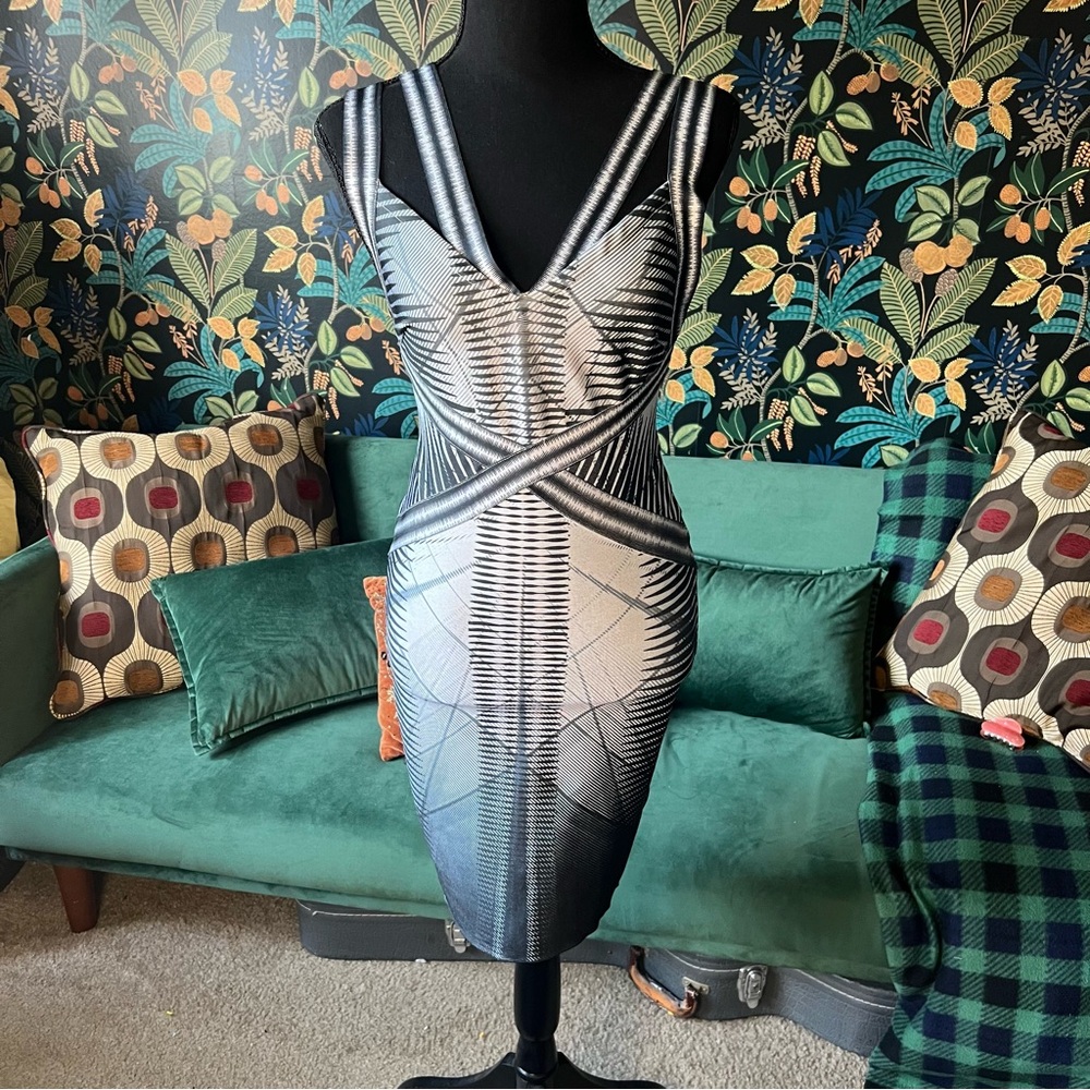 WOW Couture Black and White Body Con Bandage Dress